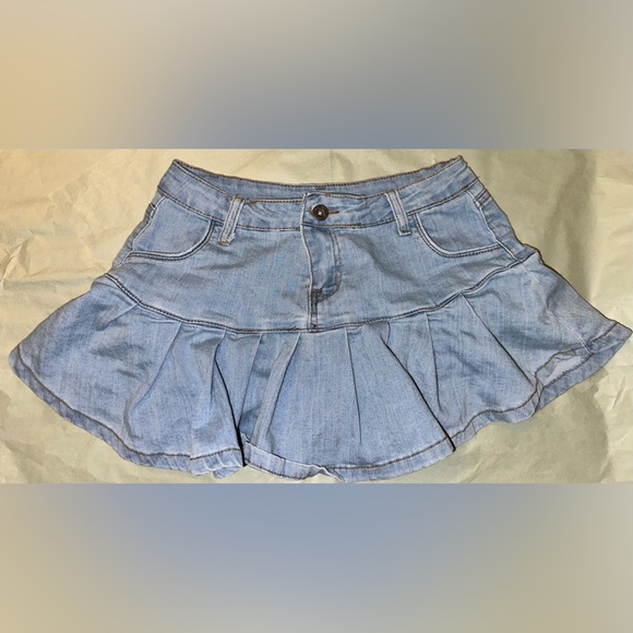 Light Blue Jean Denim Ruffle Skort - Picture 1 of 14